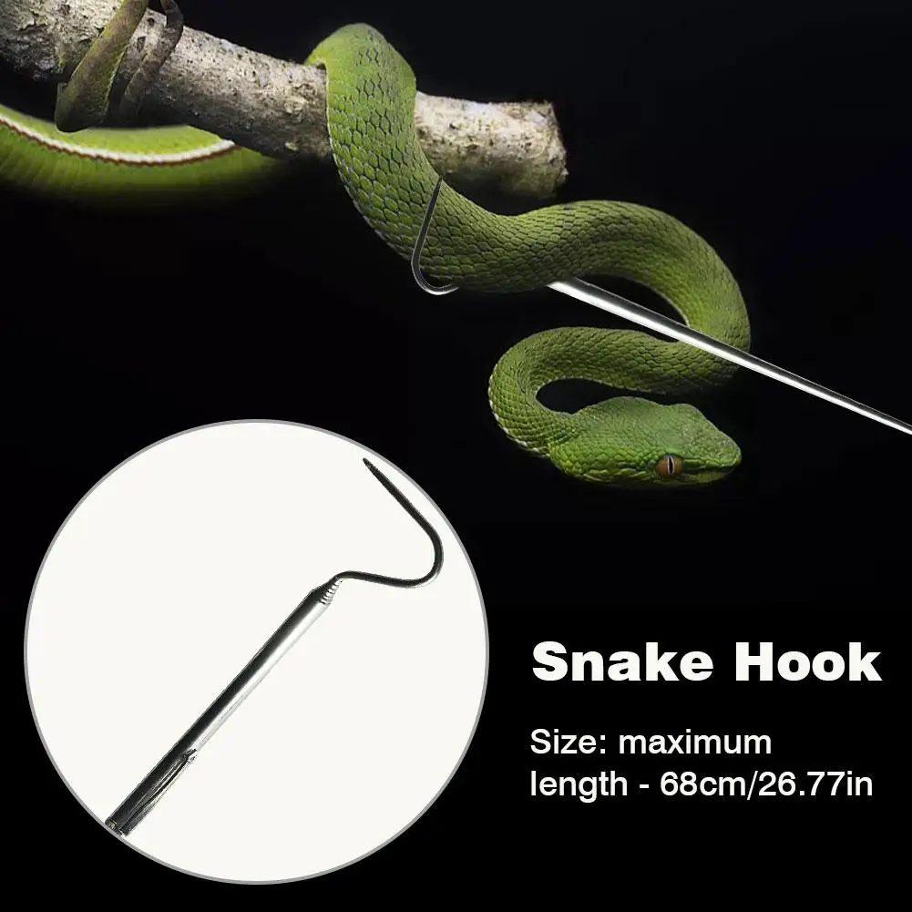 

Snake Hook Stainless Steel Retractable Snake Hook Reptile Catcher Stick Snake Grabber Pick-up Handling Tool