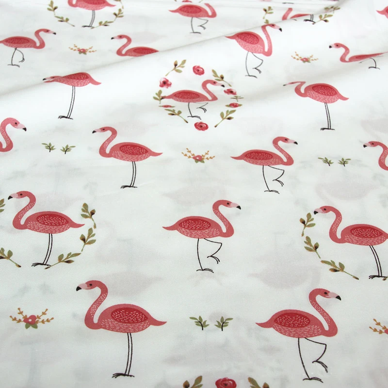 Розовый фламинго Patern печатная хлопковая ткань Сделай Сам Лоскутная для одежды