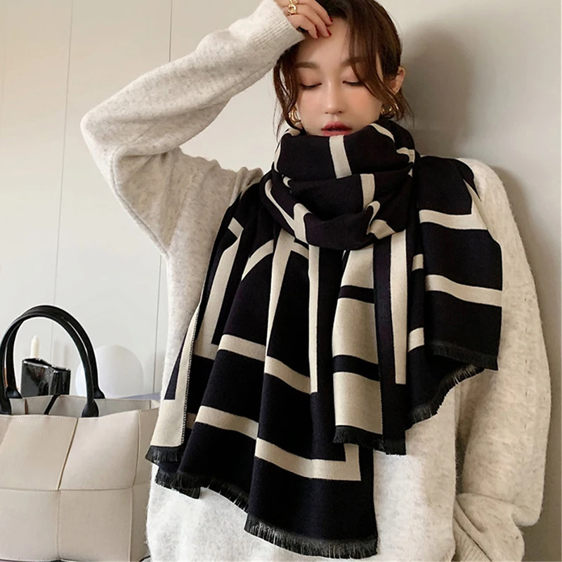 

Neck Warmer Hiking Imitation Cashmere Scarf Women Wild Thick Double-Sided Tassel Shawl Fashion Men's Winter Fishing Scarf