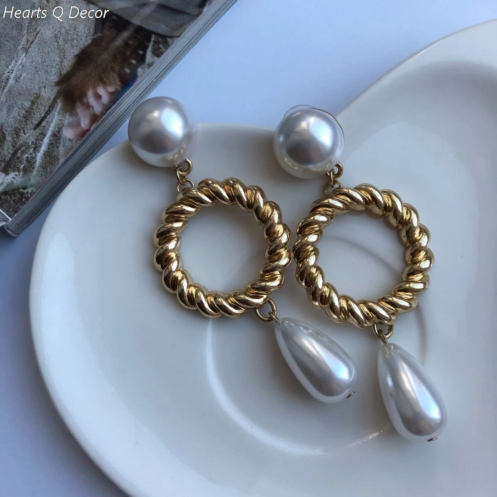 Серьги подвески с искусственным жемчугом в Корейском стиле|Серьги-подвески| |