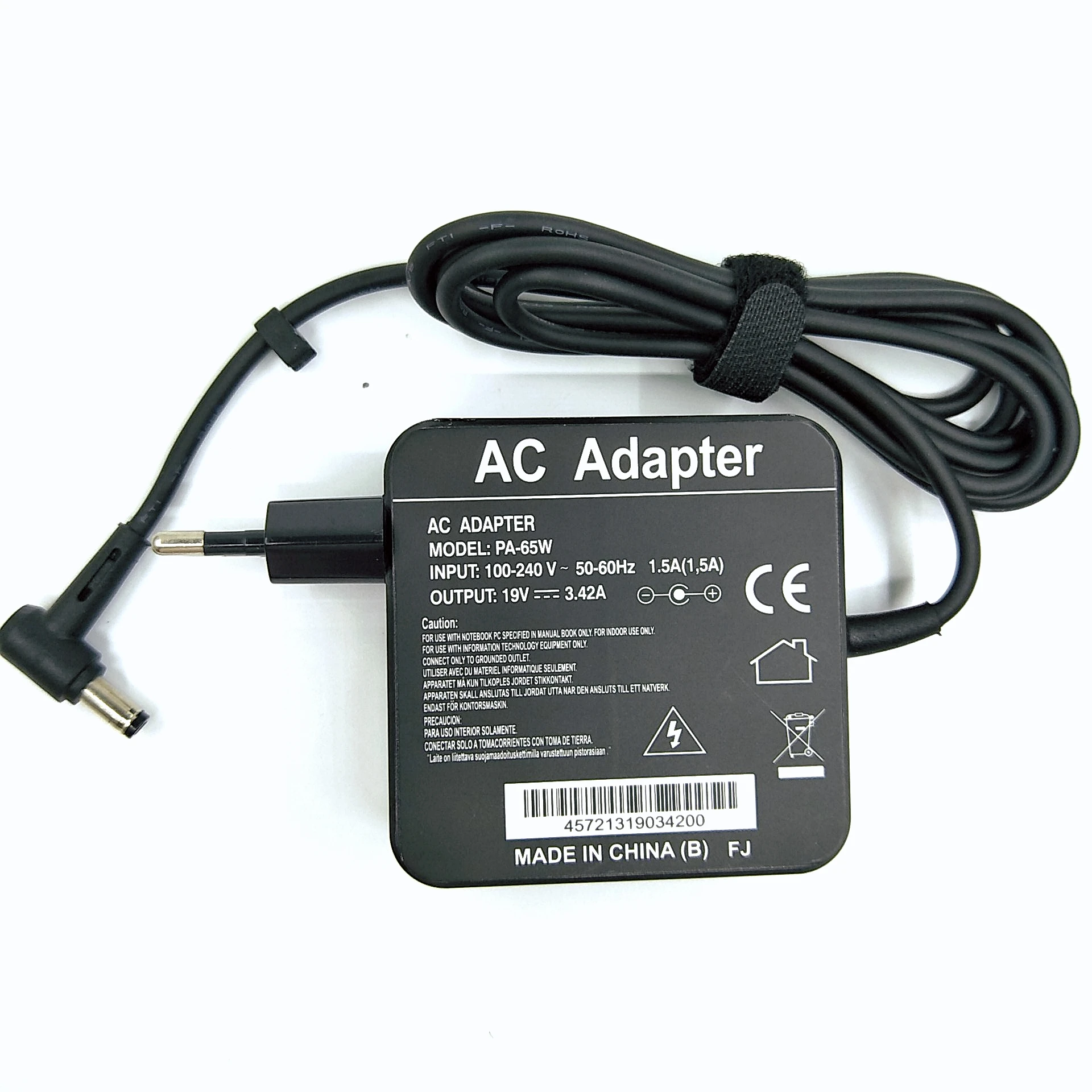 65w 19V 3.42A ЕС Подключите адаптер переменного тока Батарея Зарядное устройство для
