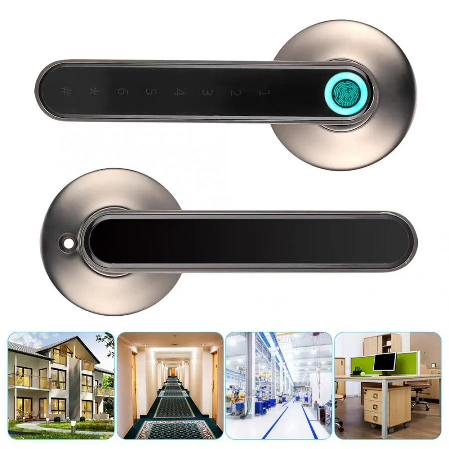 

Smart Bluetooth Door Handle Lock Biometric Fingerprint Password APP Keyless Entry Lever door handle lock fechadura digital