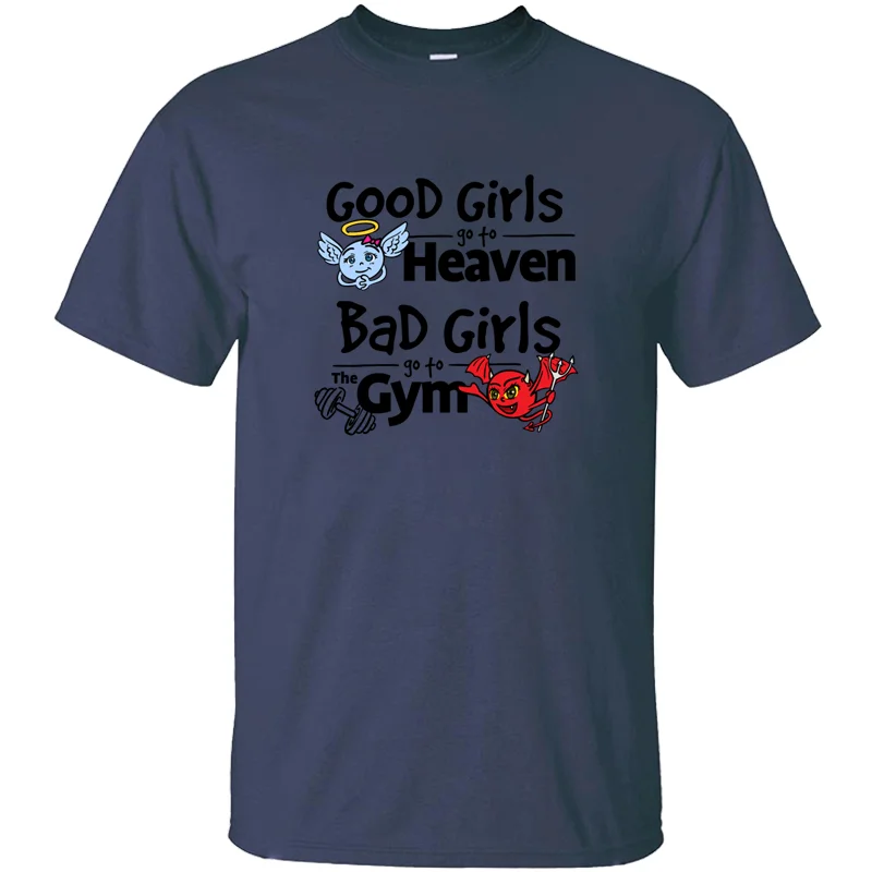 

Винтажная Мужская футболка с круглым вырезом и надписью «Bad Girls Go To The Gym»