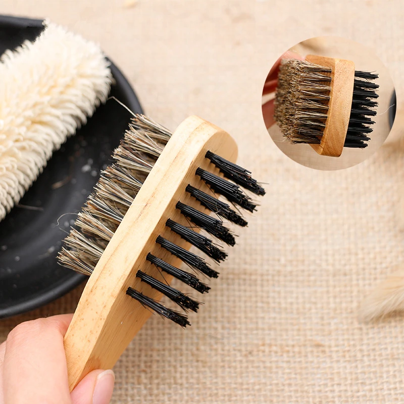 

3 Sizes Men Double-Side Antistatic Hair Brush Men's Beard Brush Wooden Handle Massage Facial Beard Styling G0107