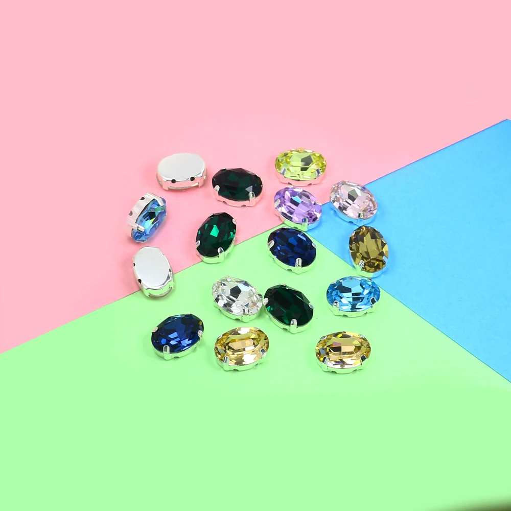 Смешанные цвета овальной формы стекло кристалл flatback Шить на страз стразы с