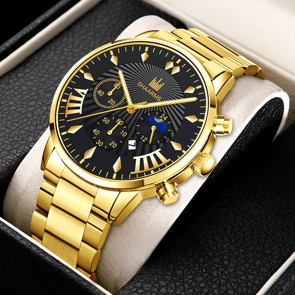 

New Luxury Men Stainless Steel Calendar Watches Mens Business Casual Quartz Watch For Men Military Wristwatch Relogio Masculino