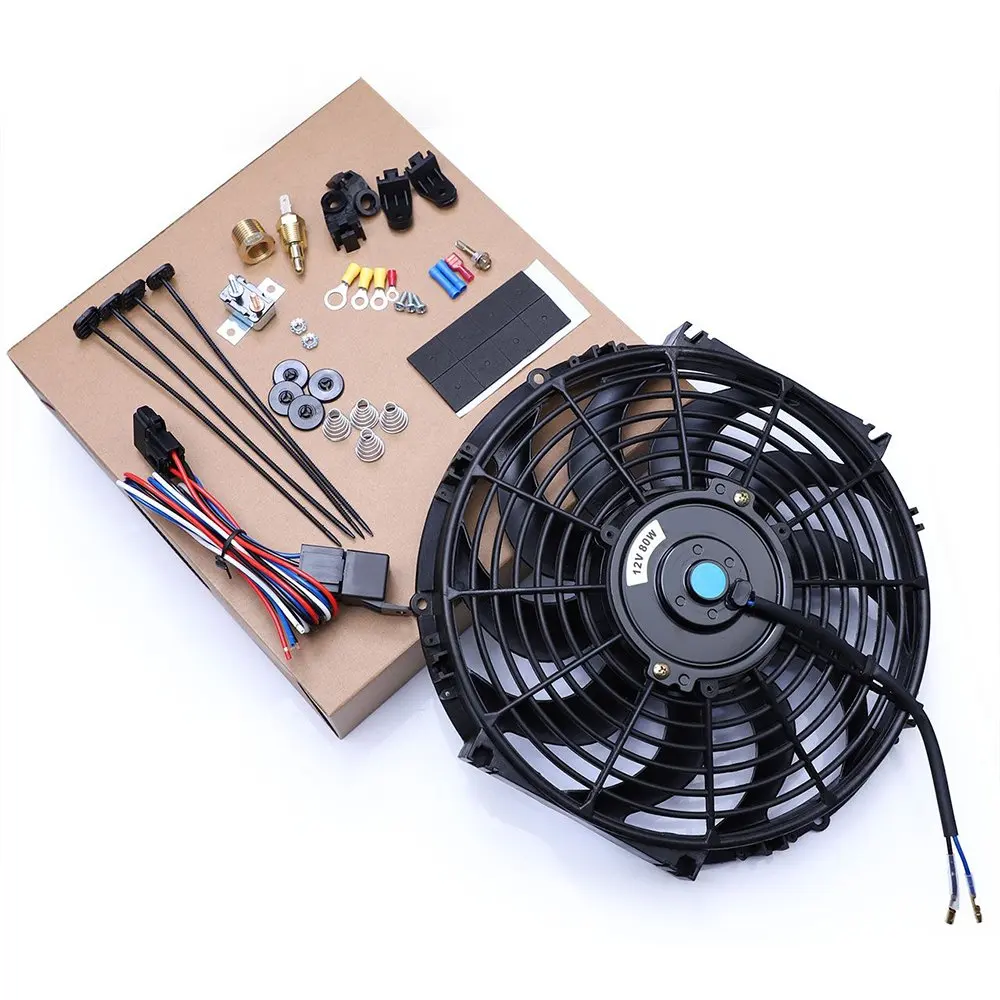 Универсальный Реверсивный вентилятор радиатора 12 дюймов 1250CFM 7 AMP 12V 80W Black S Blade