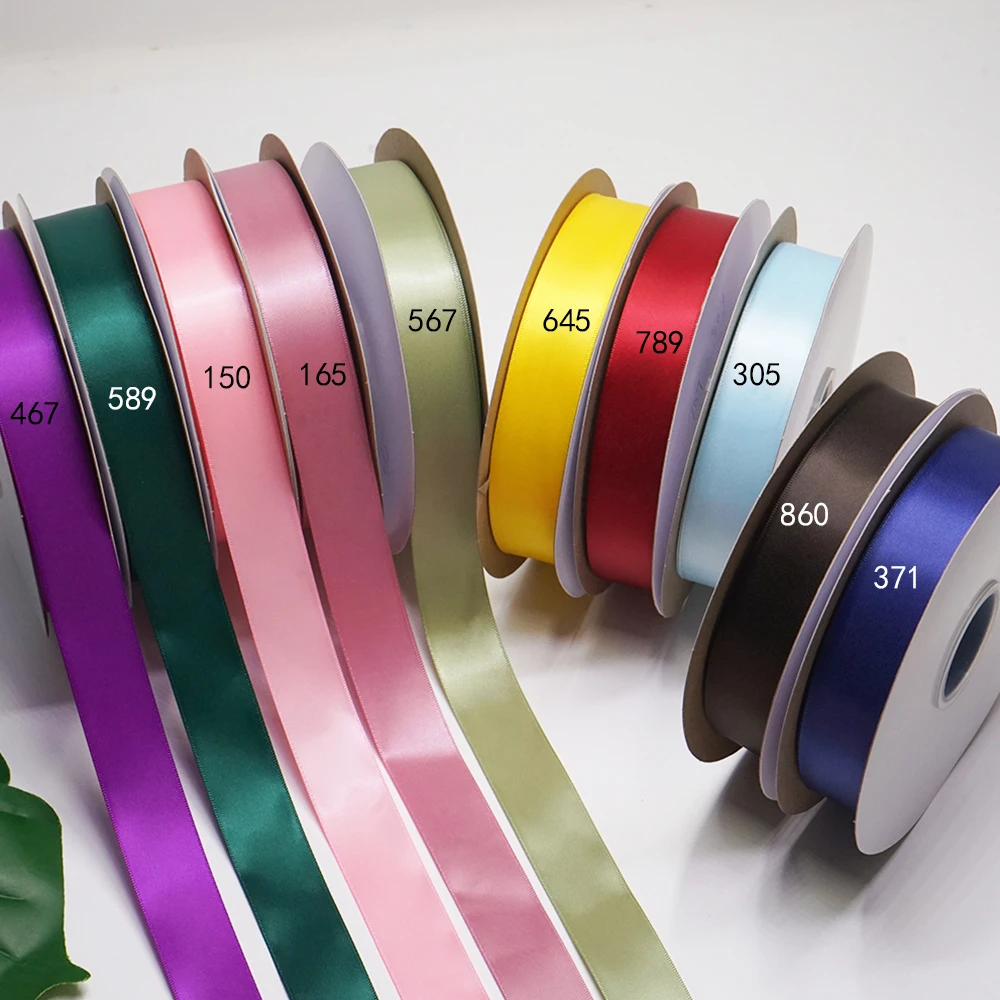 

100% полиэстер однотонная атласная лента Обычная атласная лента 100Y/цвет