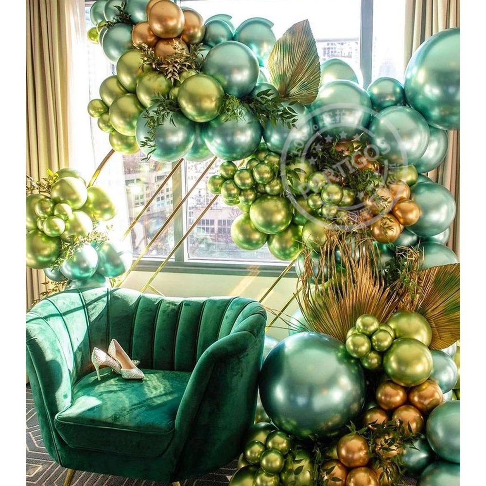 

114pcs Metallic Green Balloons Garland Arch Kit Chrome Gold Latex Globos Wedding Birthday Party Decoration Kids Baby Shower