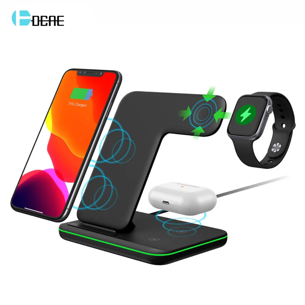 

3 in 1 15W Fast Wireless Charger Stand for iPhone 14 13 12 11 XS XR X 8 Samsung S22 S21 S20 For Apple Watch 8 7 Airpods Pro Dock