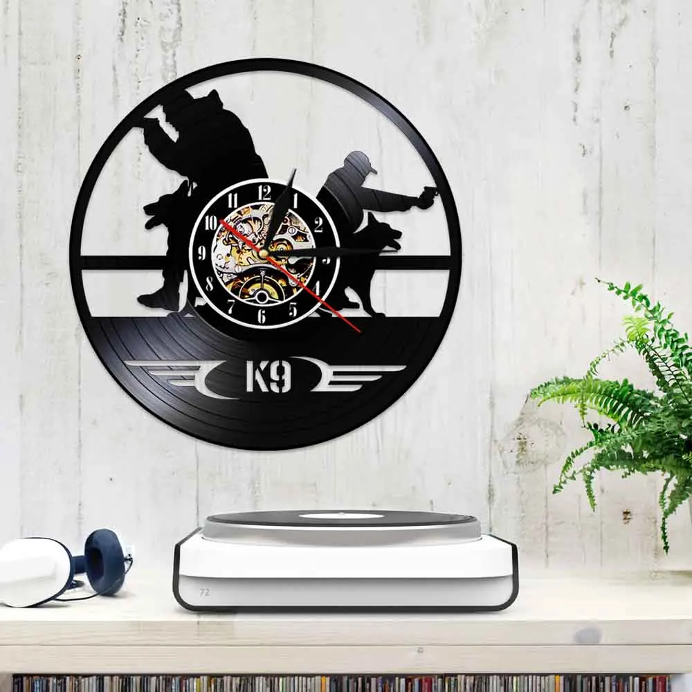 Полиция и военные собаки 3D декоративное искусство часы винтажные виниловые