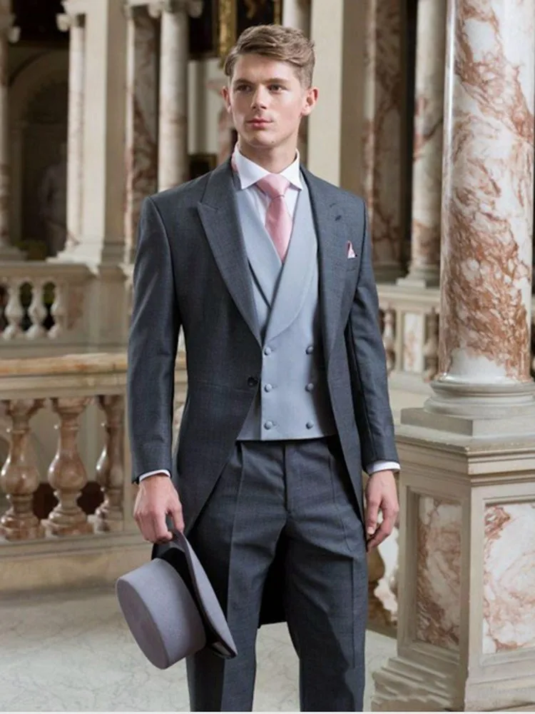 

EUR Morning Style Men Prom Dress Business Suits Groom Wedding Coat Waistcoat Trousers Sets (Jacket+Pants+Vest+Tie) K:1288