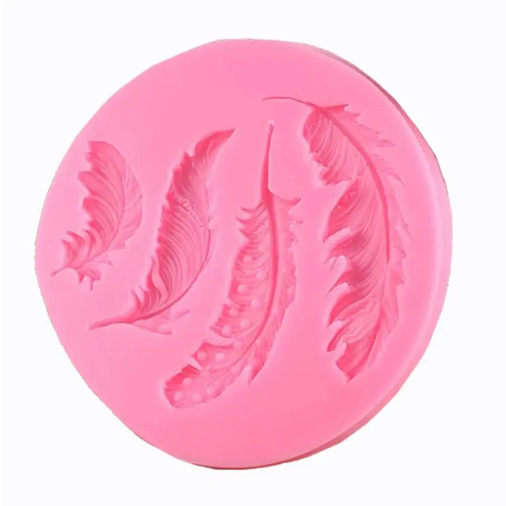 Большие и маленькие пуговицы из силикона с пером форма для мастики инструменты