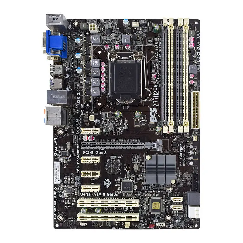 Материнская плата 1155 DDR3 для ECS Z77H2-A3 V: 1 2 Intel Z77 LGA 32 Гб DVI HDMI PCI-E поддержка Core i7 i5 i3
