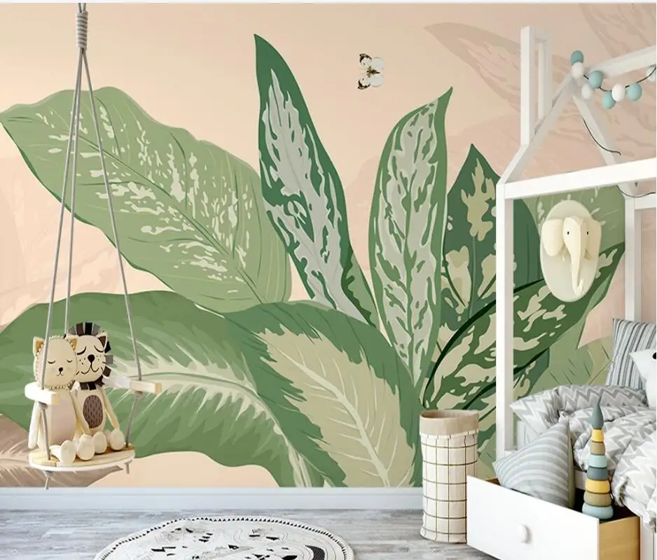 

Скандинавский ретро-фон AINYOOUSEM в виде банановых растений для современного дивана, настенные бумажные обои, 3d обои, наклейки