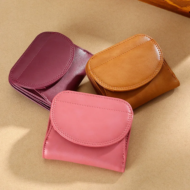 Student Leather Small Change Wallet Women's Mini New Folding Coin Bag Korean Womens Short Wallet