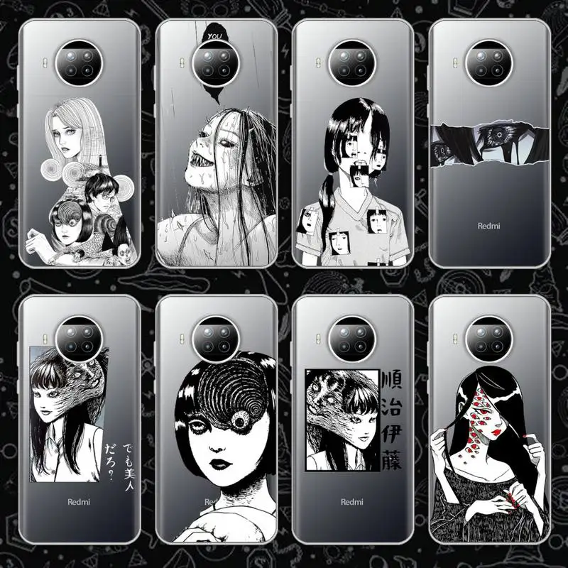 

Junji Ito Tees Horror Anime Phone Case Transparent for Xiaomi mi Redmi note 10 t 8 9 pro lite 11 Samsung S 8 9 10 20