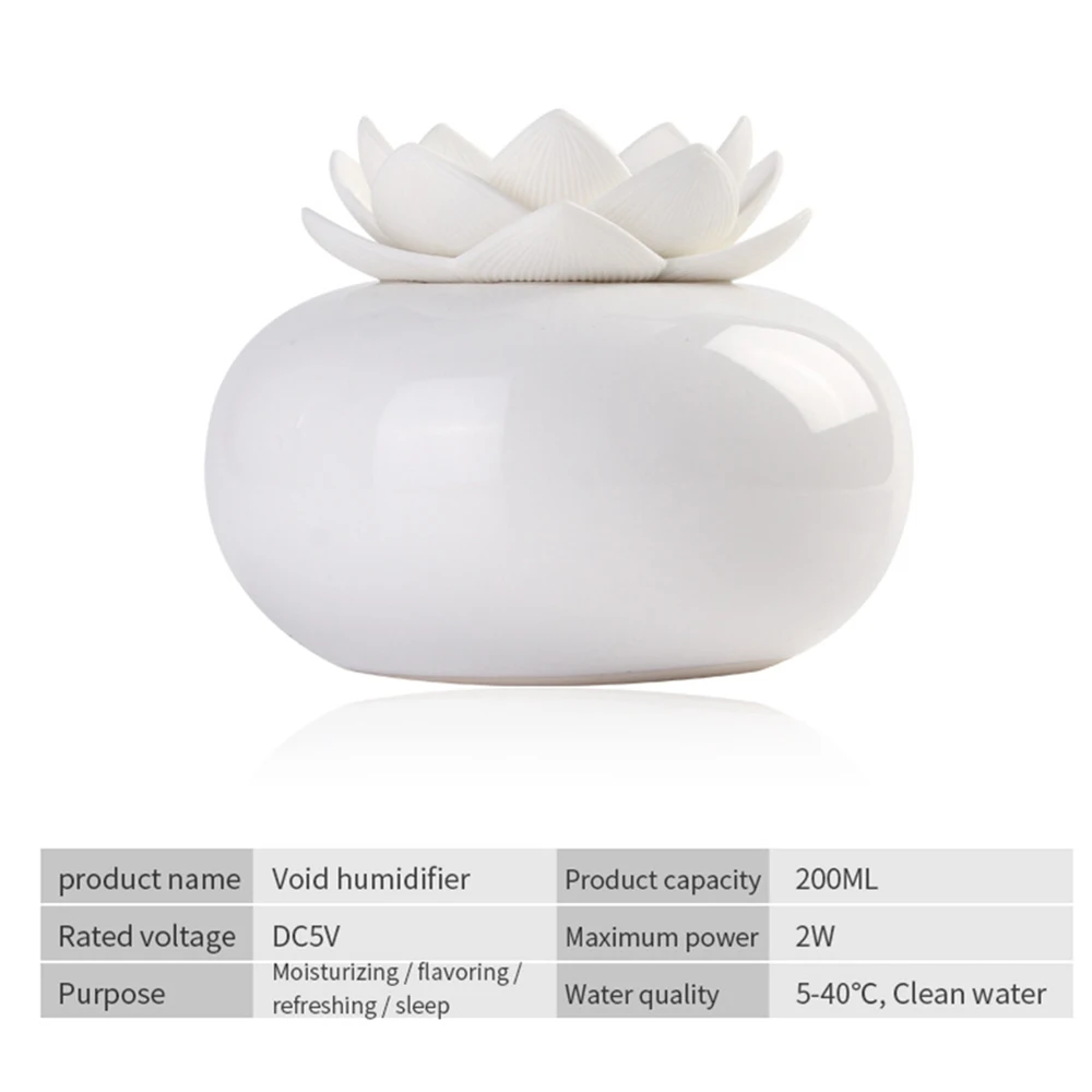 

200ML Ceramic Ultrasonic Aroma Humidifier Air Diffuser Lotus Purifier Atomizer Essential Oil Diffuser