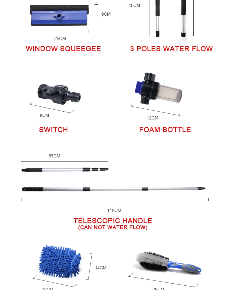 Car Wash Brush Cleaning Mop Chenille Broom Water Flow Windows Squeegee Telescoping Handle Foam Bottle Car Accessories Xammep
