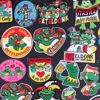 oeteldonk patch stripes full embroidery frog carnival for netherland diy iron on frogs patches on clothes appliques stickers f