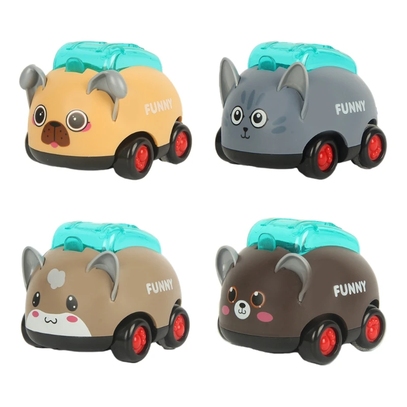 

425F Pull Back Cars Soft Car Toys Mini Cartoon Animals Car Baby Early Learning Toy