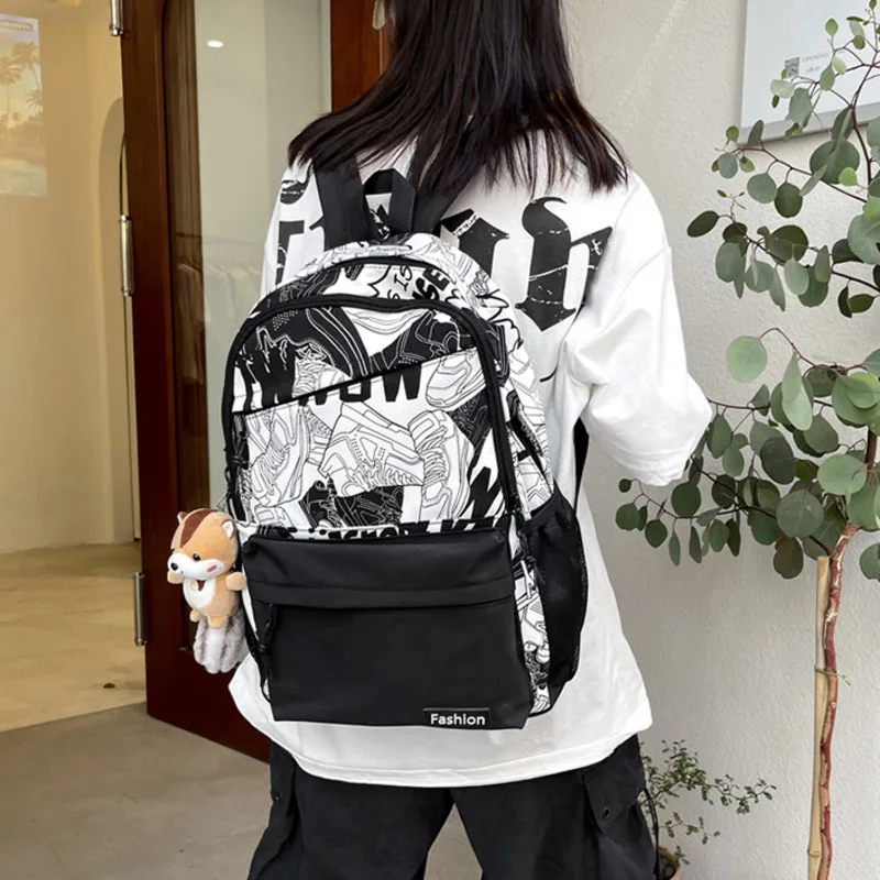 Школьный ранец для мальчиков и девочек-подростков, дорожные сумки для ноутбука в стиле Харадзюку С принтом граффити для студентов