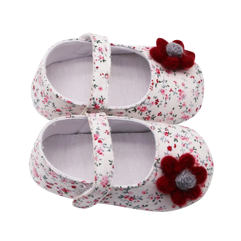 Flowers Newborn Baby Girl Shoes Girls Printing Applique Prewalker Soft Sole Non-slip Single clothes |