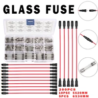 200pcs 5x20mm 0 1a 20a assortment fine glass fuse microfuse tube with box quick blow glass fuse tube connector