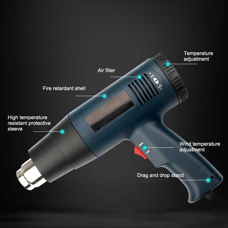 PRACMANU 2000W Электрический строительный фен электрический с двойным температурным