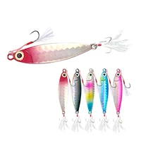 li11 metal lead fishing jig fish with hooks 10g 15g 20g 25g slow sinking lead jig with feather hooks