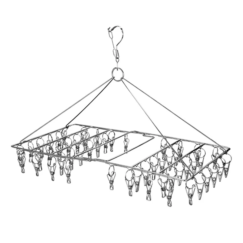 

24/36/46/52 Clips Folding Clothes Hanger Drying Rack for Socks Towels Diapers