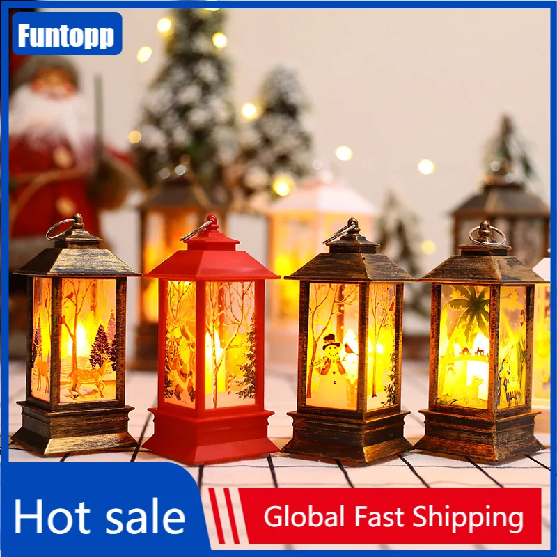 

2021 Christmas Navidad LED Lighthouse Table Decor Santa Claus Jesus Snowman Xmas Elk Angel Decor Merry Christmas Light For Home