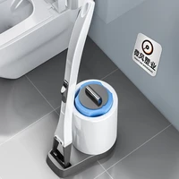 household simple no dead angle disposable toilet brush set with self cleaning liquid cleaning brush