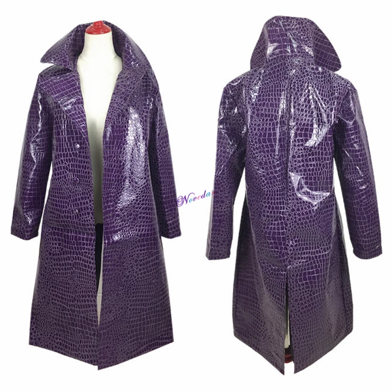 

New Joker Purple Faux Leather Jacket Jared Leto Bat Halloween Party Cosplay Costume Outfit For Men Women