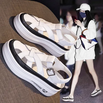 

Roman Sandals Hollow Baotou White Shoes 2021 Summer New Wild Platform Platform Women's Shoes Sandals