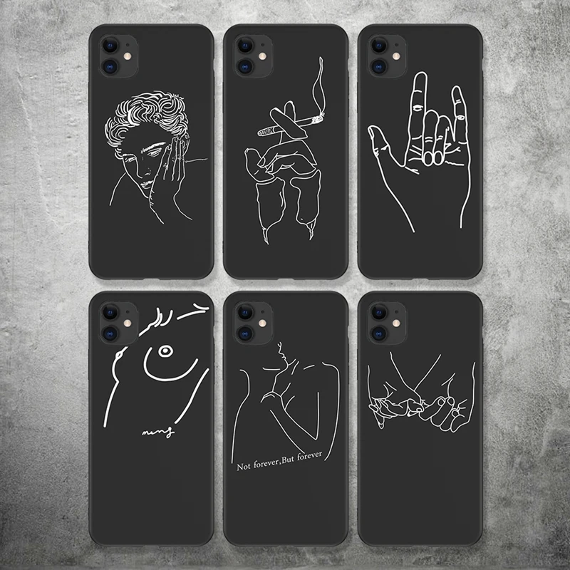

Ottwn Fashion Creative Silicone Phone Case For iPhone 11 Pro Max X XS XR XS 6 6s 7 8 Plus 5 5s SE2020 Art Pattern Soft TPU Cover