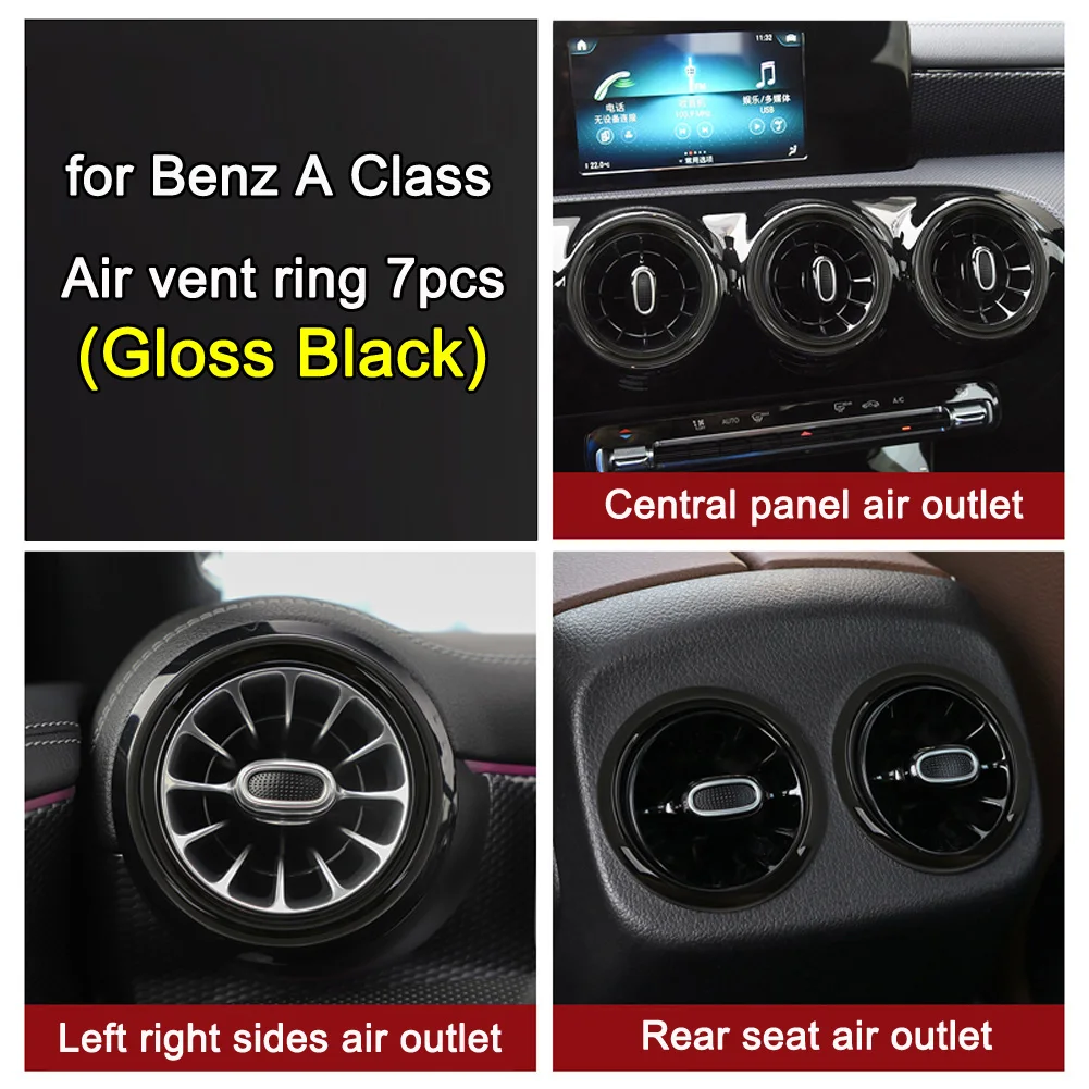 Для Mercedes Benz A Class W177 V177 A180 A200 A220 A250 Автомобильная Центральная приборная панель стороны кондиционер вентиляционное отверстие кольцо накладка