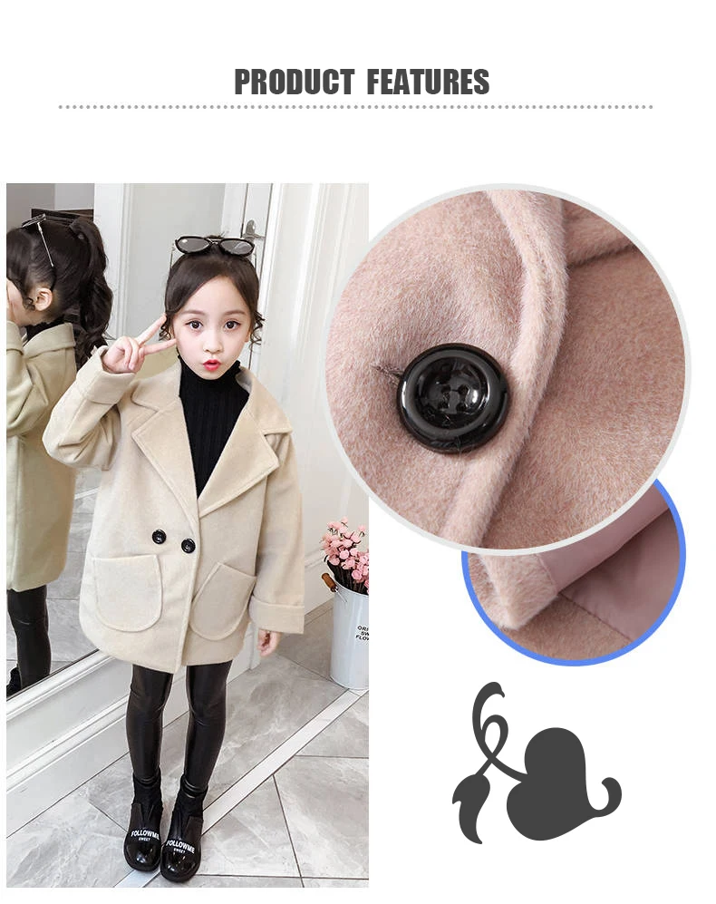Girls autumn new autumn dress woolen coat girls long-sleeved clothes in the big children's long trendy coat