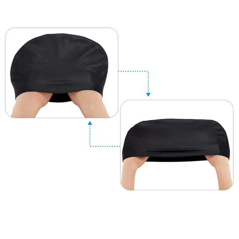 

Womens Silicone Swim Cap for Long Hair Ergonomic Design Silicone Swimming Caps for Women Kids Men Adults Boys Girls