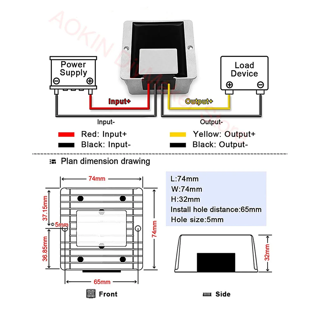 Waterproof DC-DC Voltage Converter Regulator DC 12V 24V Step-Down to 5V 10A 50W Power Supply Regulator Buck Transformer