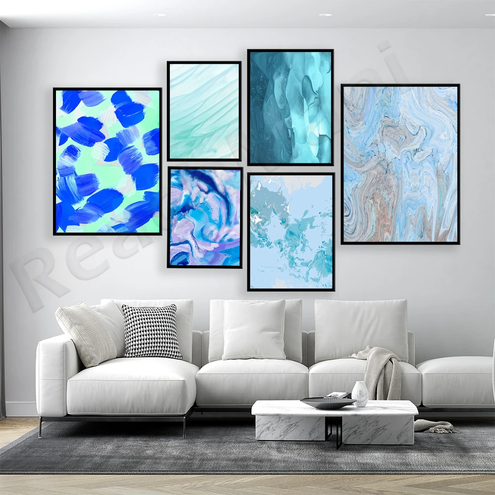

Blue abstract watercolor painting, soothing blue watercolor, beautiful blue, bright blue wall art aesthetics canvas print poster