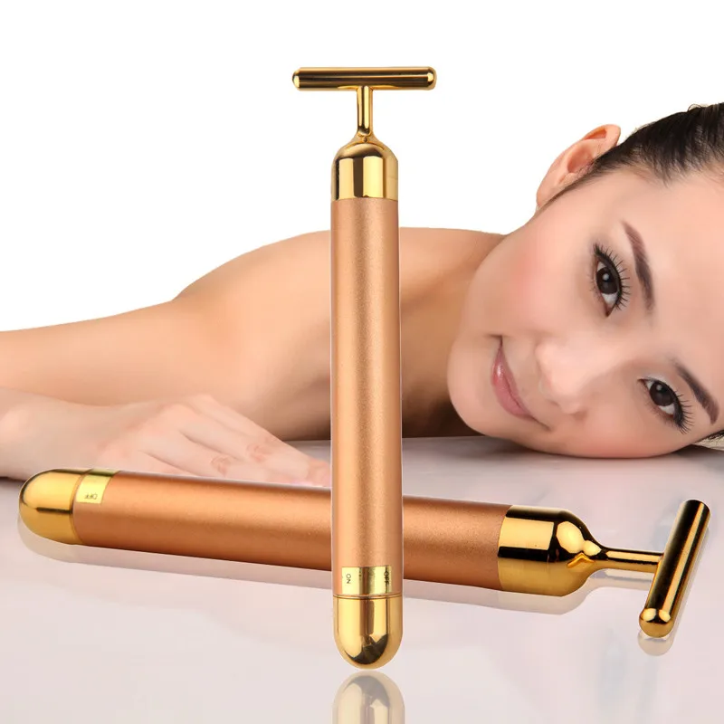 Энергетическая красота бар для похудения лица ролик лицо 24K золото вибрации