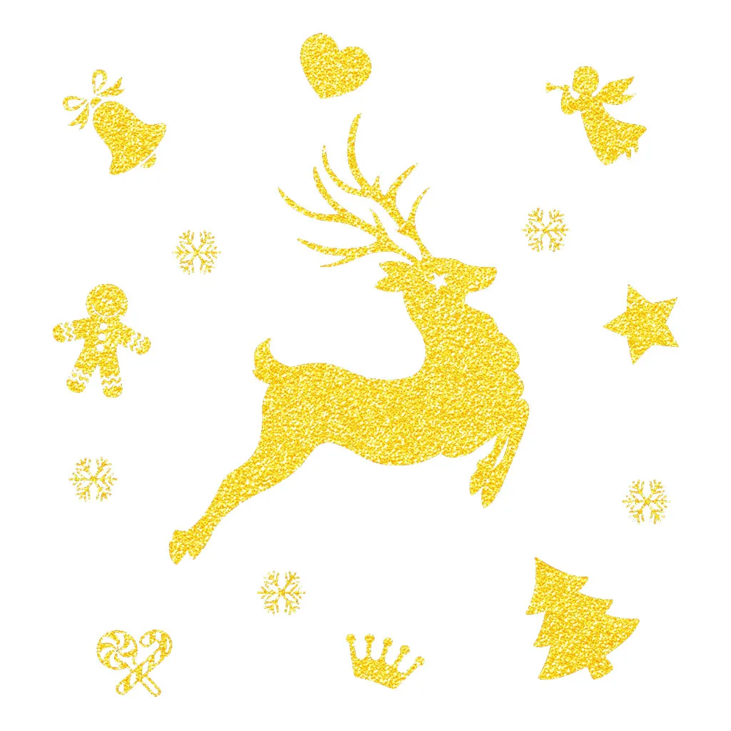 2020 Рождественская Наклейка на стену Золотая наклейка для дома Рождественское