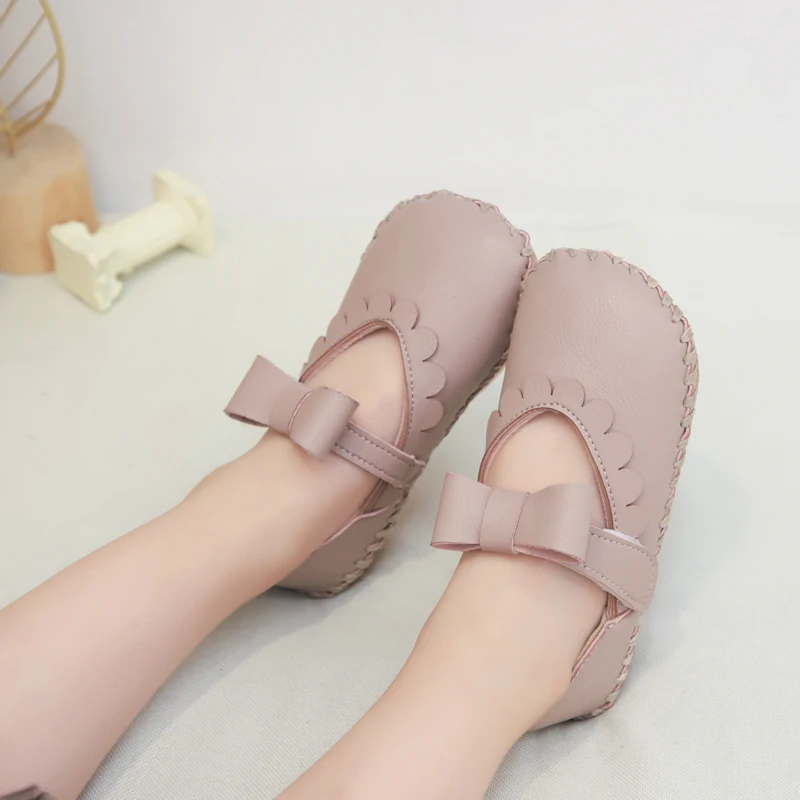 Детская мягкая кожаная обувь для маленьких девочек однотонная детская принцессы