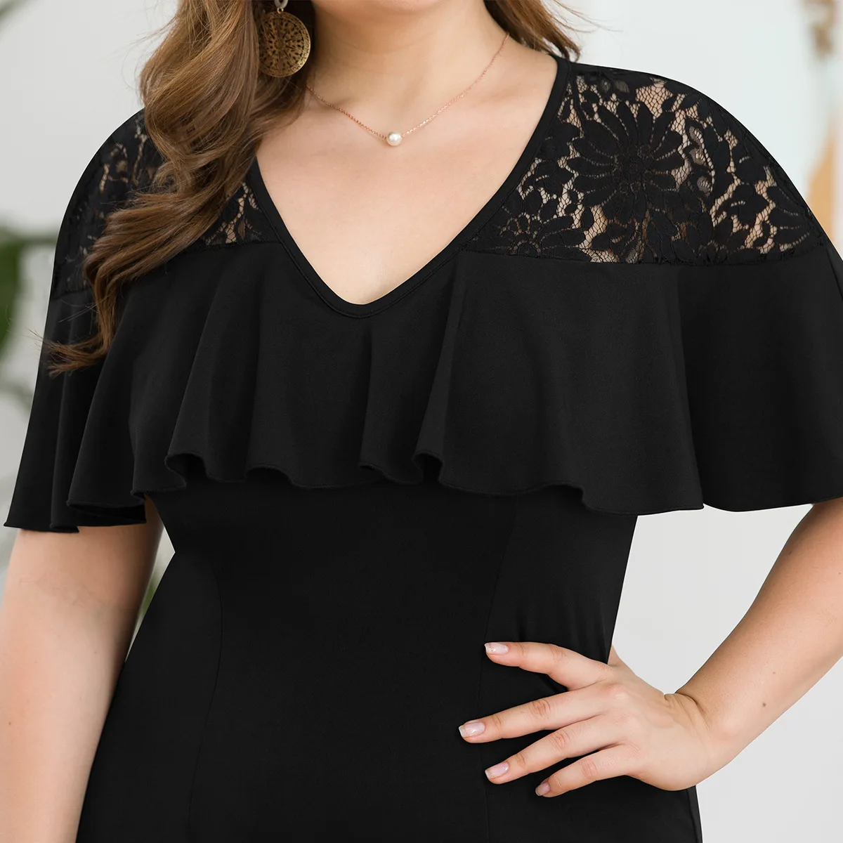 Большие размеры однотонная черная Русалка подол вечерние платья для женщин