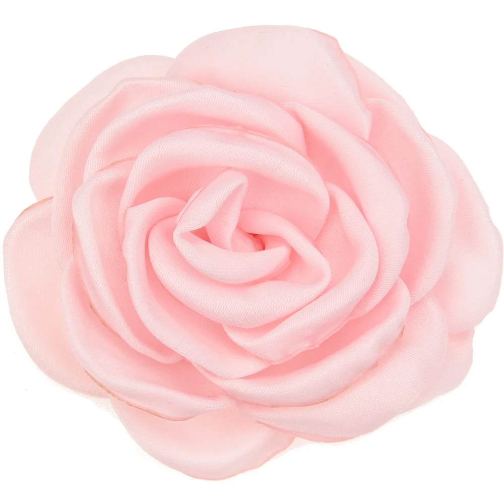 Light Pink 10 шт. атласный цветок 6 см Жареные Цветочные Цветы Camillia DIY Цветы Аксессуары для волос горящий цветок без заколки для волос - Цвет: Light Pink