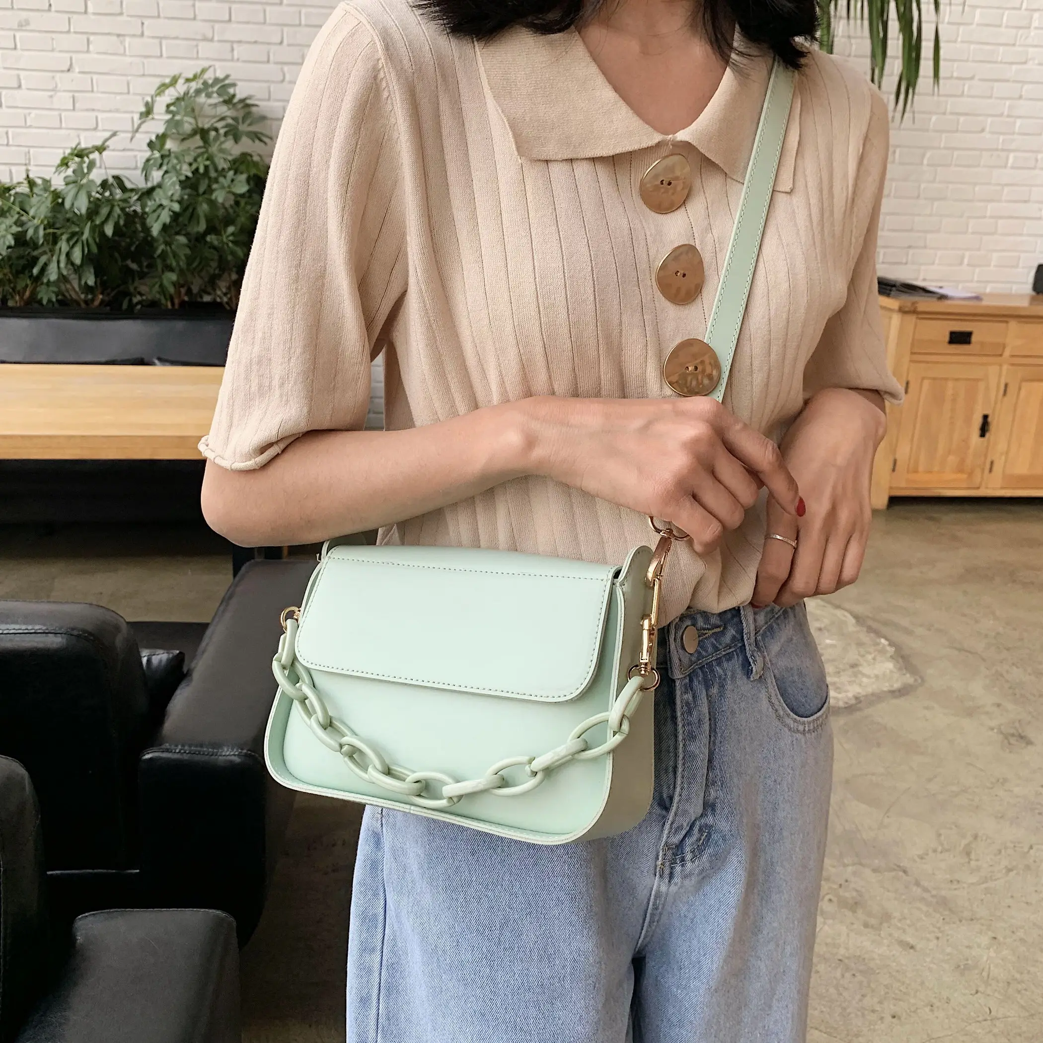 Однотонные маленькие сумки через плечо из искусственной кожи для женщин 2021