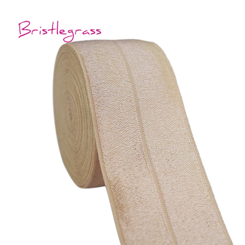 Nude BRISTLEGRASS 5 ярдов 1-1/" 40 мм Блестящий враг складной эластичный спандекс атласная лента для волос галстук платье с повязкой кружевной отделкой DIY шитье ремесло - Цвет: Nude