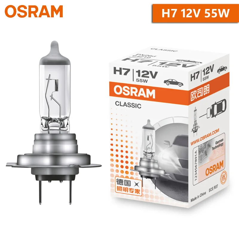 OSRAM H1 H4 H3 H7 12 В Стандартная лампа белого света Оригинальная фара Авто противотуманная фара 55 Вт 9003 HB2 Автомобильная галогенная лампа OEM Качество (1 шт.)