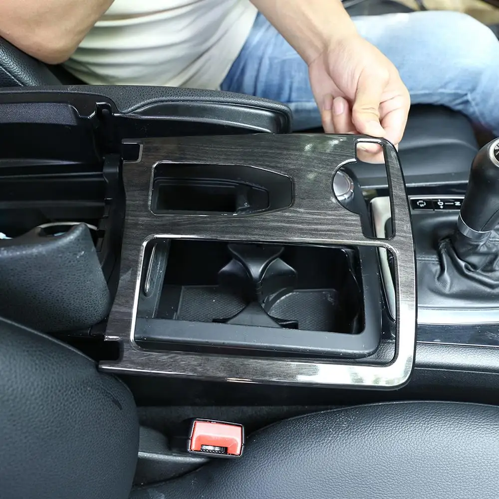 

Black Wood Grain ABS Plastic Car Central Console Cup Holder Frame Trim for Mercedes Benz C Class W204 2008-13 Models Accessories